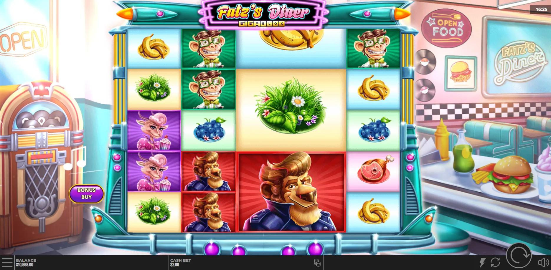 Fatz's Diner Gigablox slot gameplay screenshot