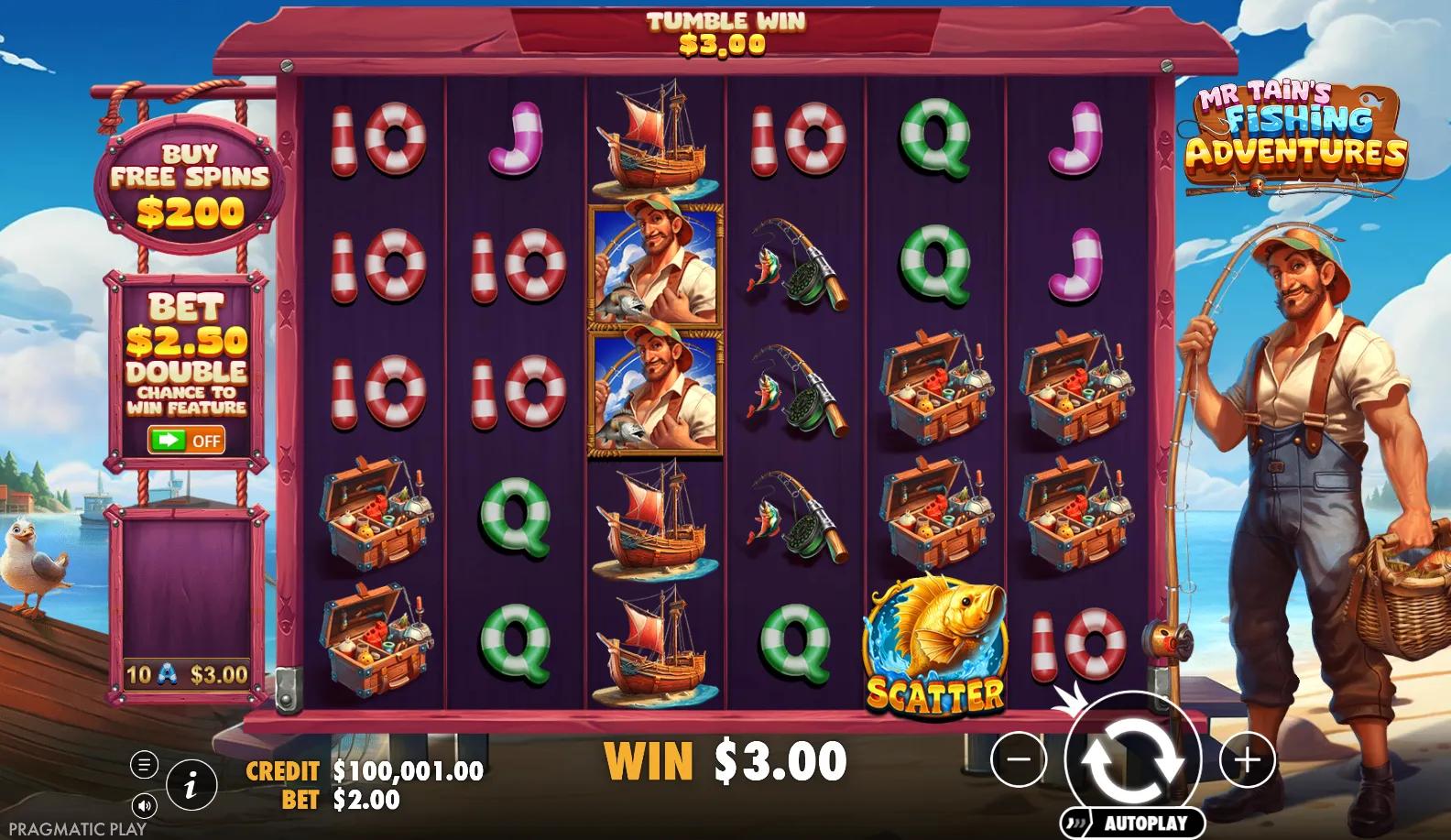 Mr Tain's Fishing Adventures slot gameplay screenshot