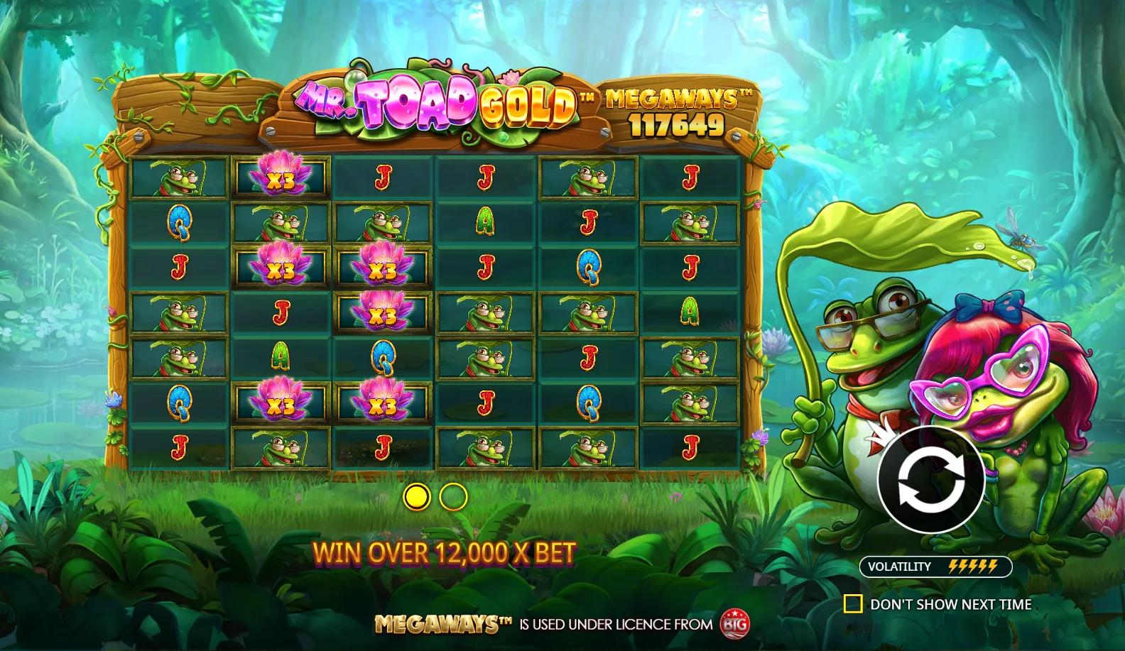 Mr. Toad Gold Megaways by Pragmatic Play with Buy Bonus on Fantasy-themed reels