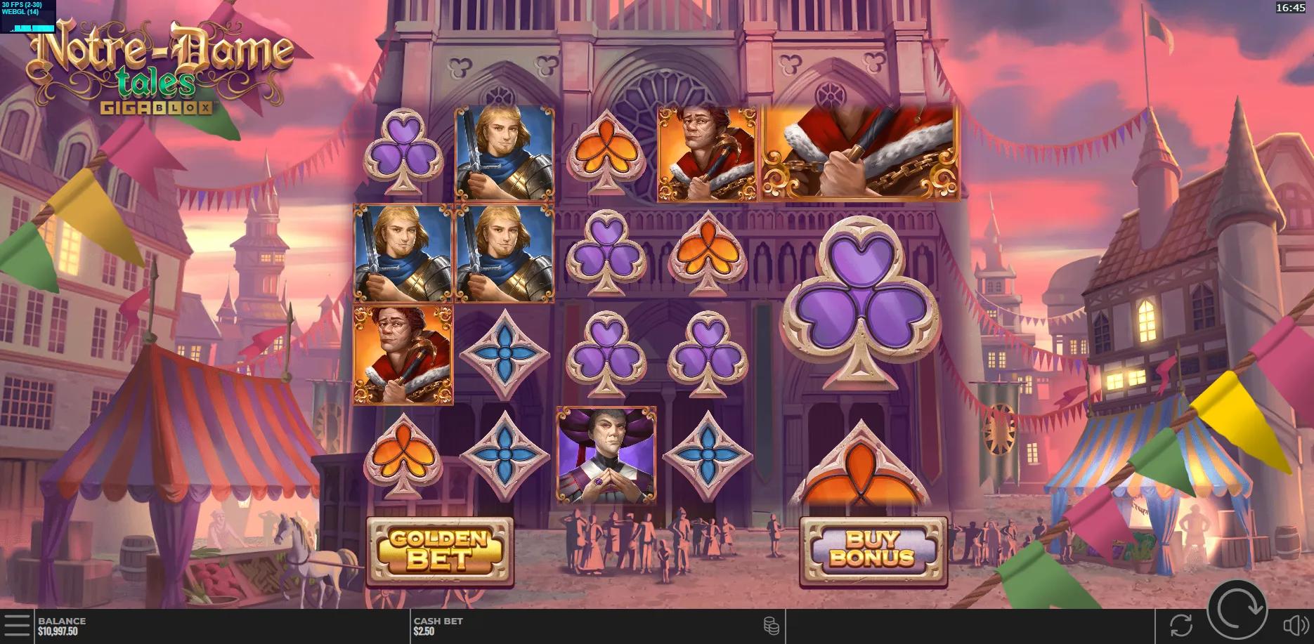 Notre-Dame Tales GigaBlox slot gameplay screenshot