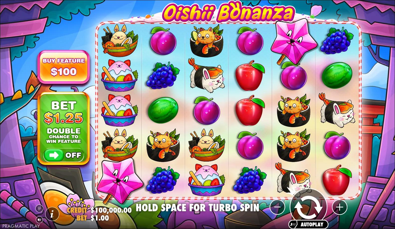 Food slot Oishii Bonanza from Pragmatic Play during gameplay