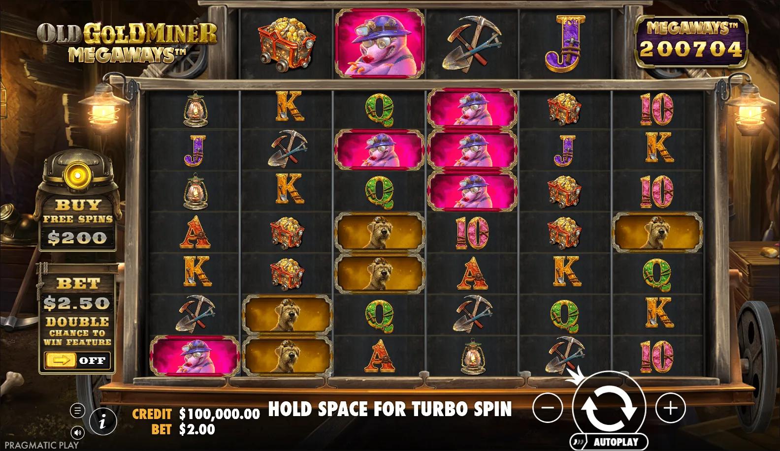 Old Gold Miner Megaways - Ante Bet active on Pragmatic Play's Adventure slot