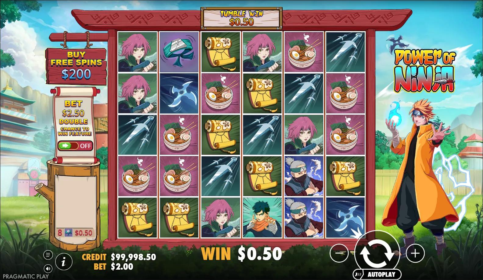 Power of Ninja slot gameplay screenshot