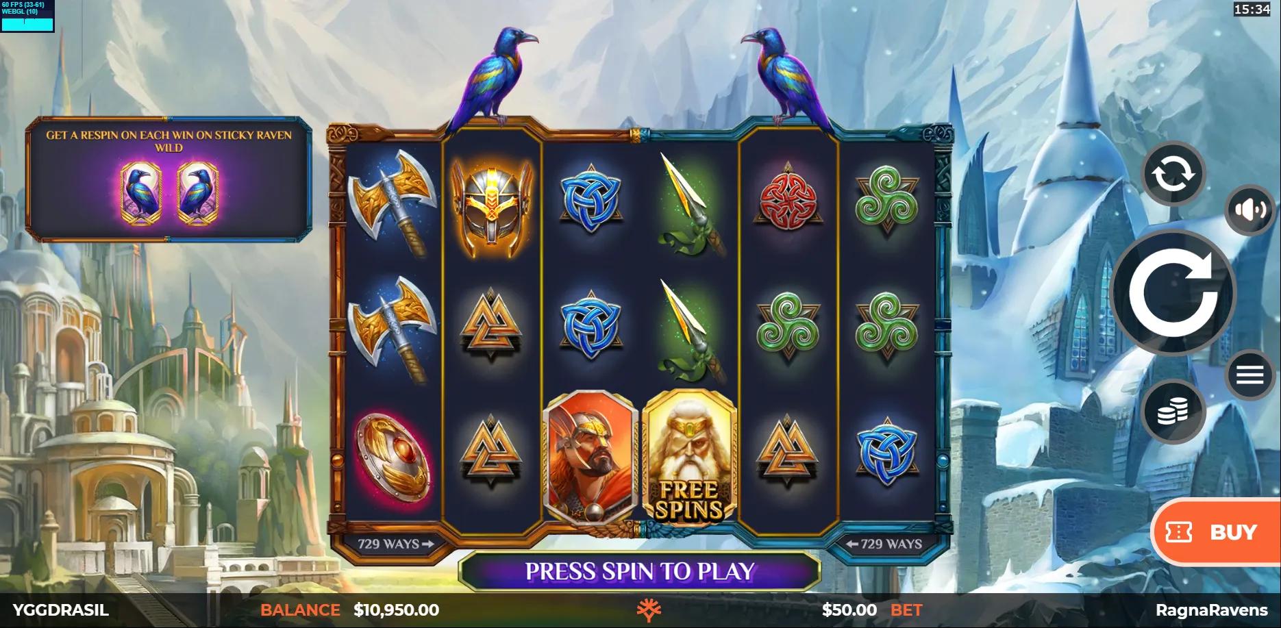 RagnaRavens WildEnergy slot gameplay screenshot