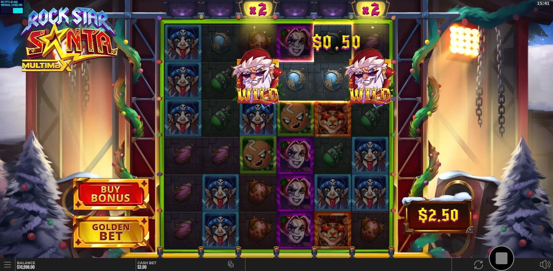 Rock Star Santa MultiMax slot gameplay screenshot