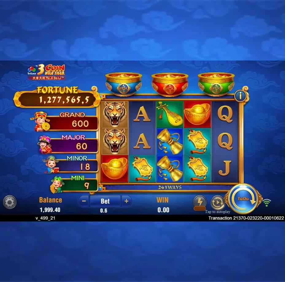 3 Coin Wild Tiger slot gameplay screenshot