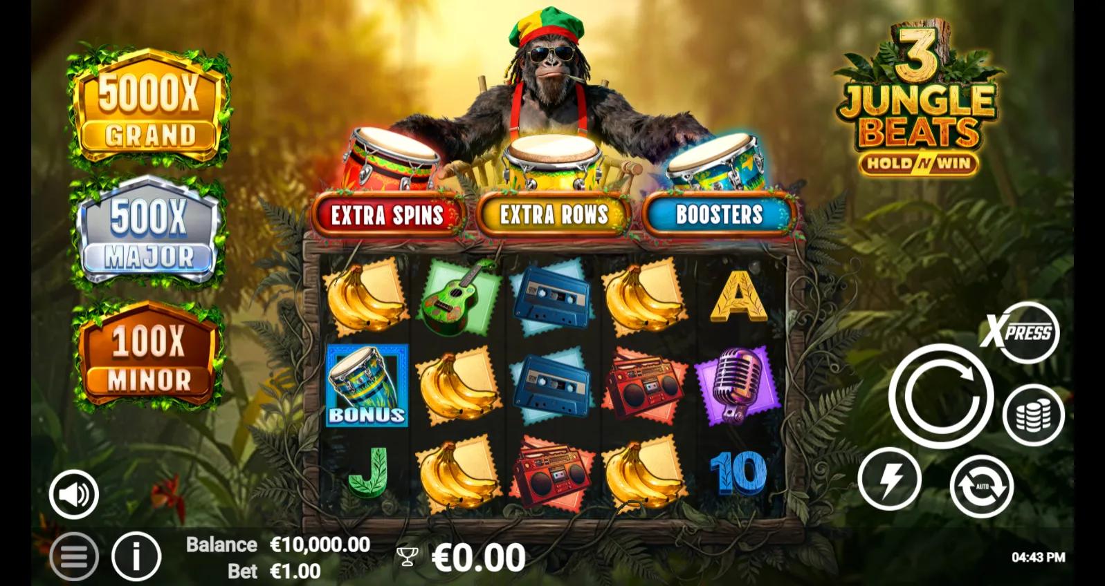 AvatarUX's 3 Jungle Beats Hold N Win slot - Animals theme, high volatility action