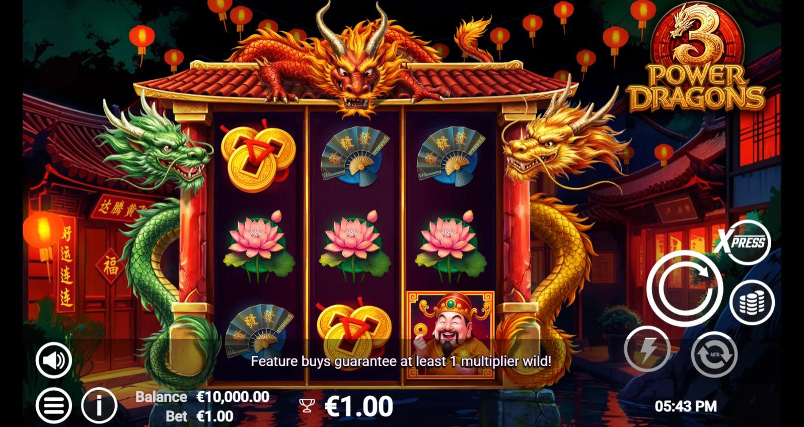 3 Power Dragons slot gameplay screenshot