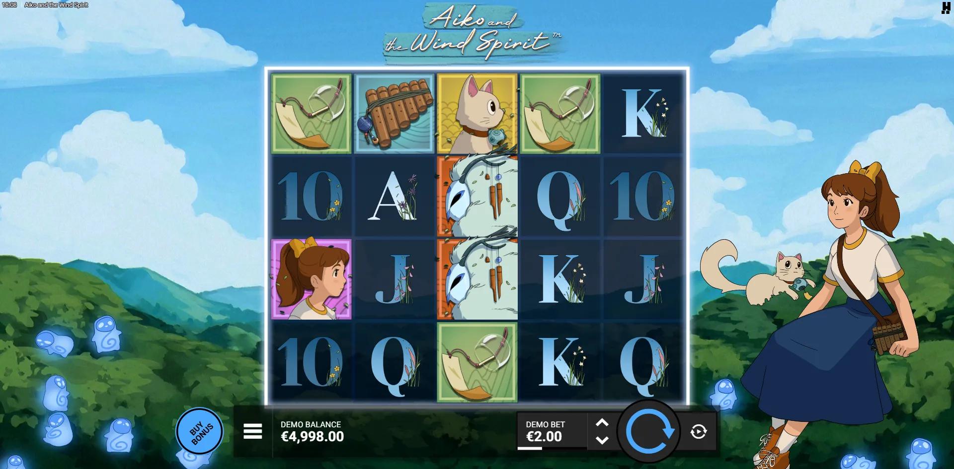 Aiko and the Wind Spirit slot gameplay screenshot