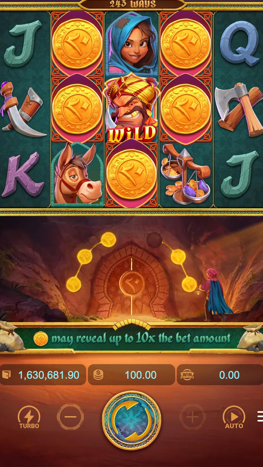 Alibaba's Cave of Fortune slot gameplay screenshot