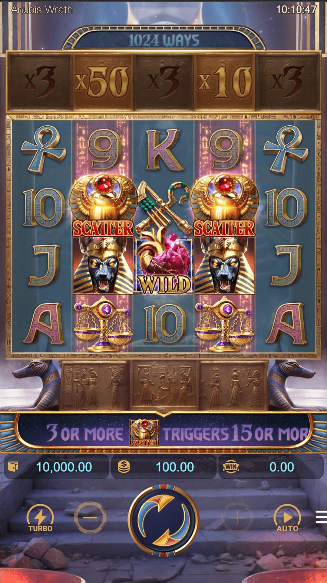 Anubis Wrath slot gameplay screenshot