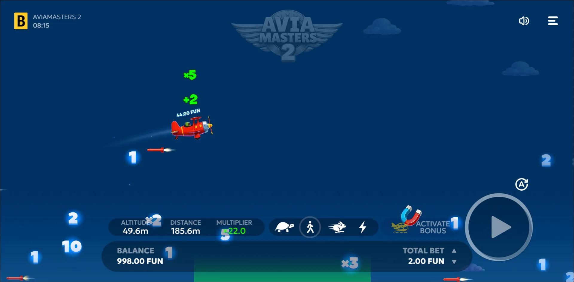 Adventure slot Aviamasters 2 from BGaming during gameplay