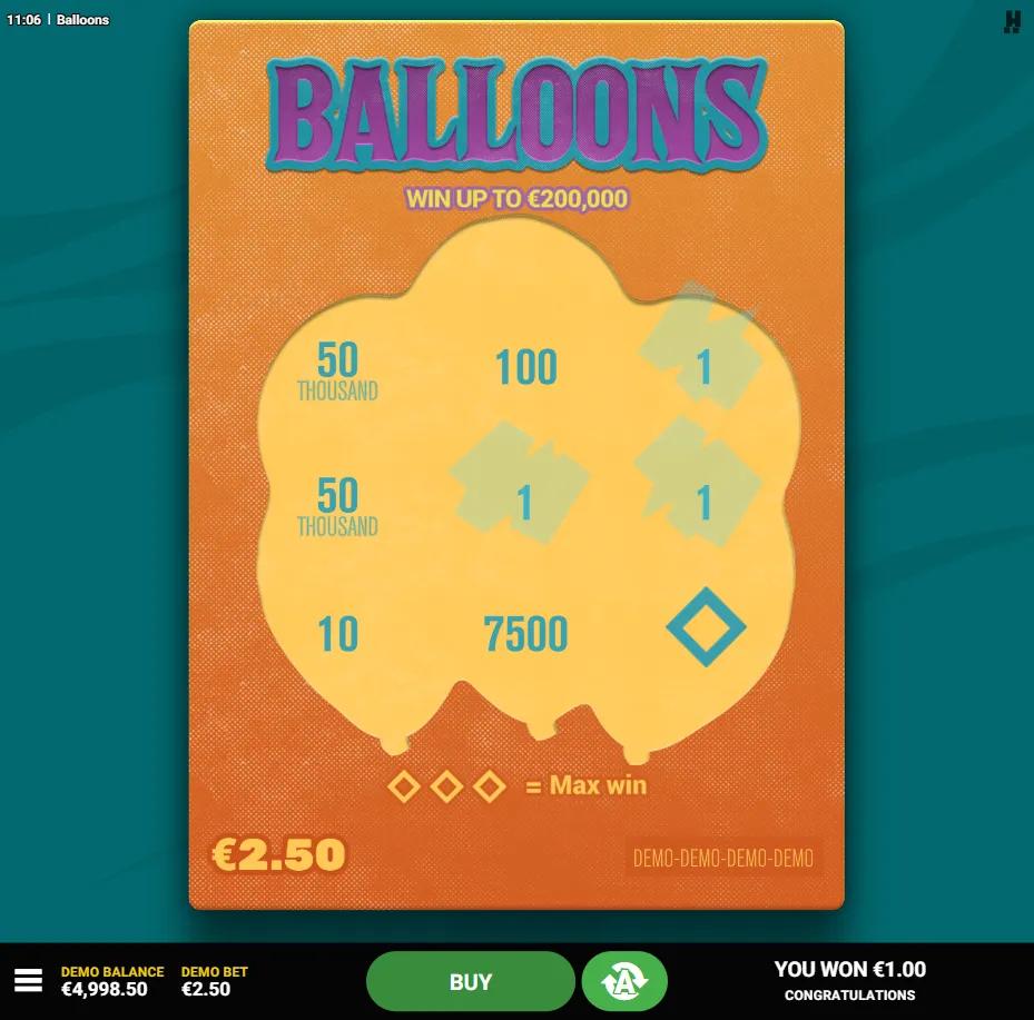 Balloons slot gameplay screenshot