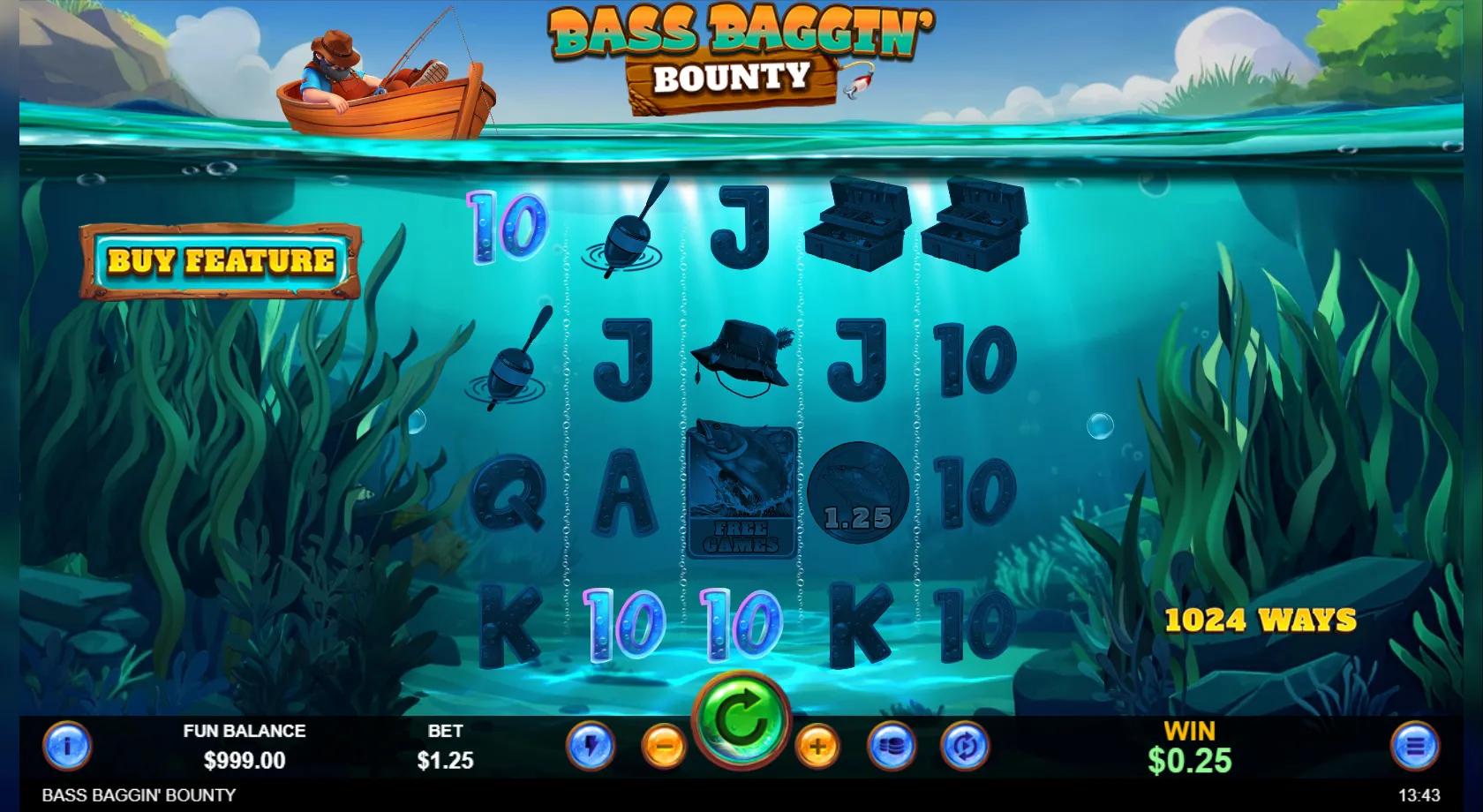 Bass Baggin' Bounty slot gameplay screenshot
