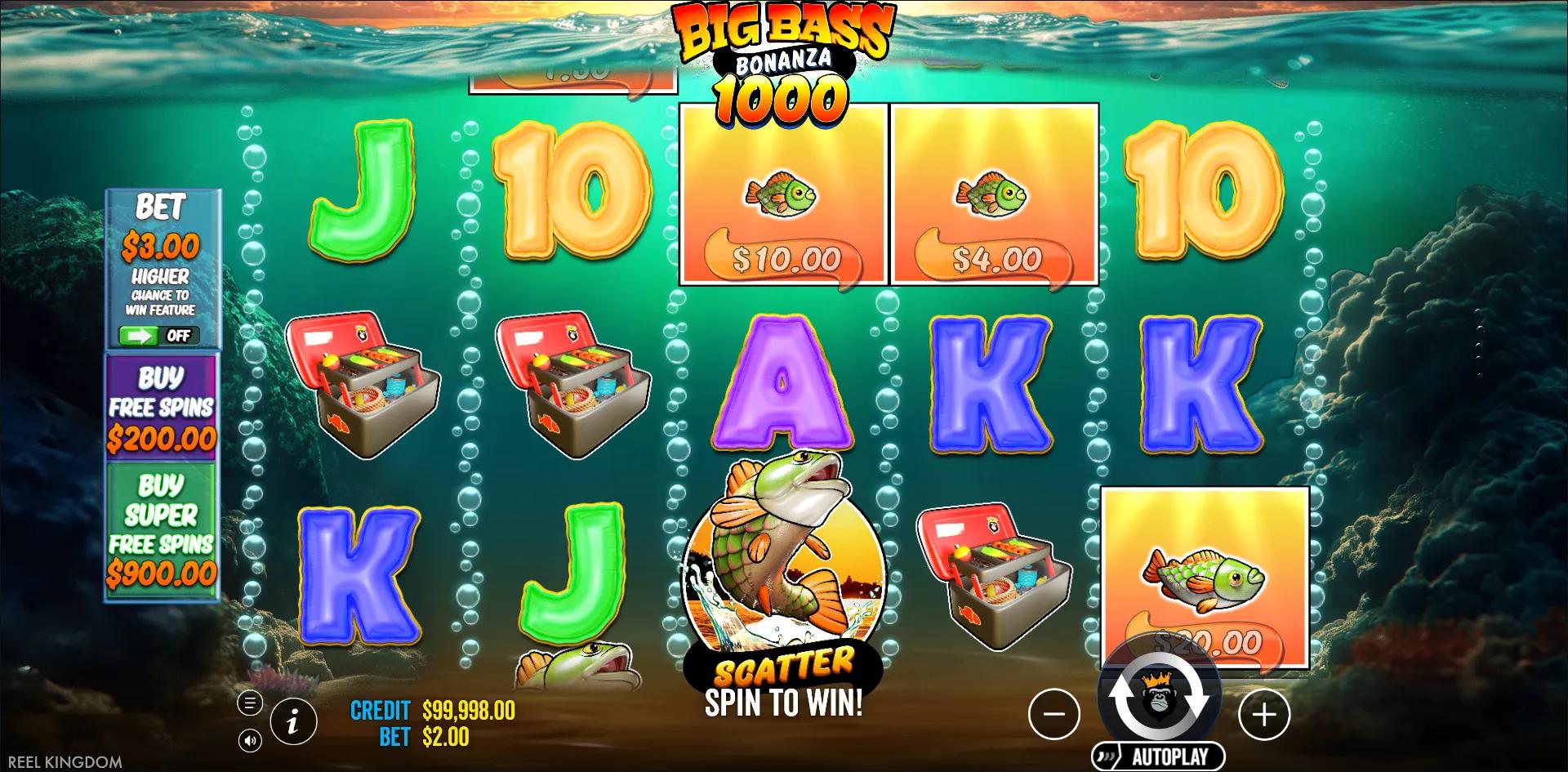 Big Bass Bonanza 1000 slot gameplay screenshot