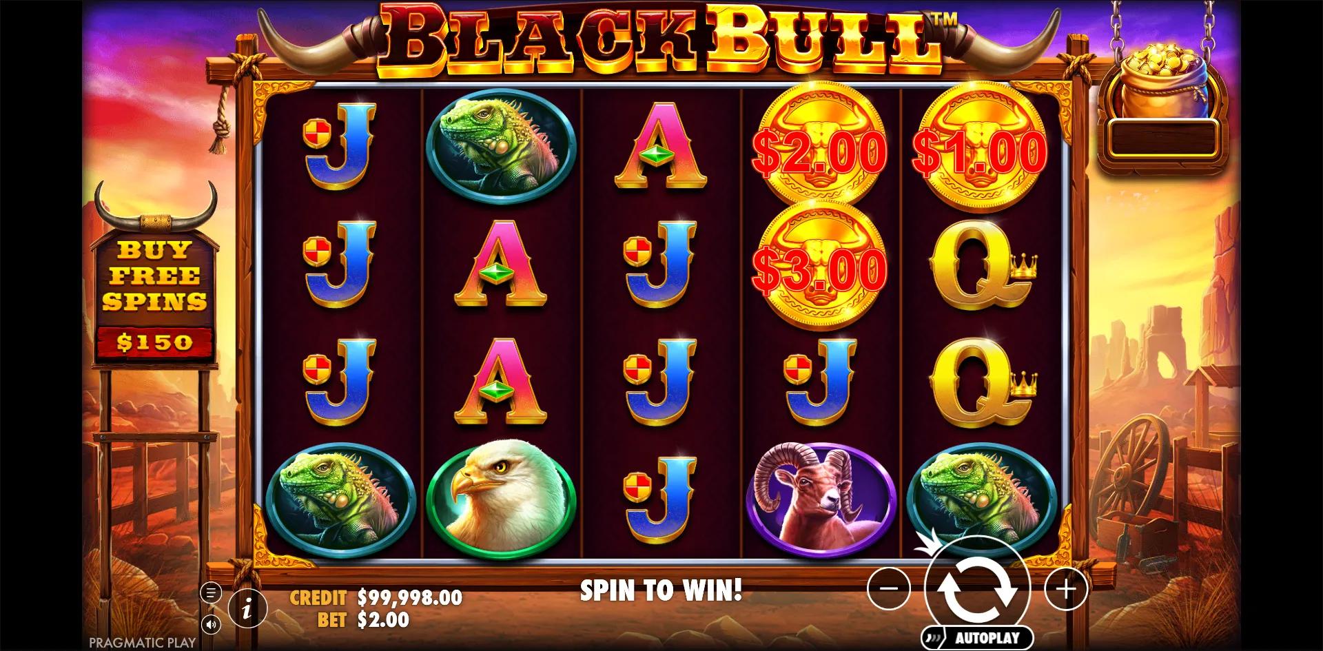 Black Bull slot gameplay screenshot
