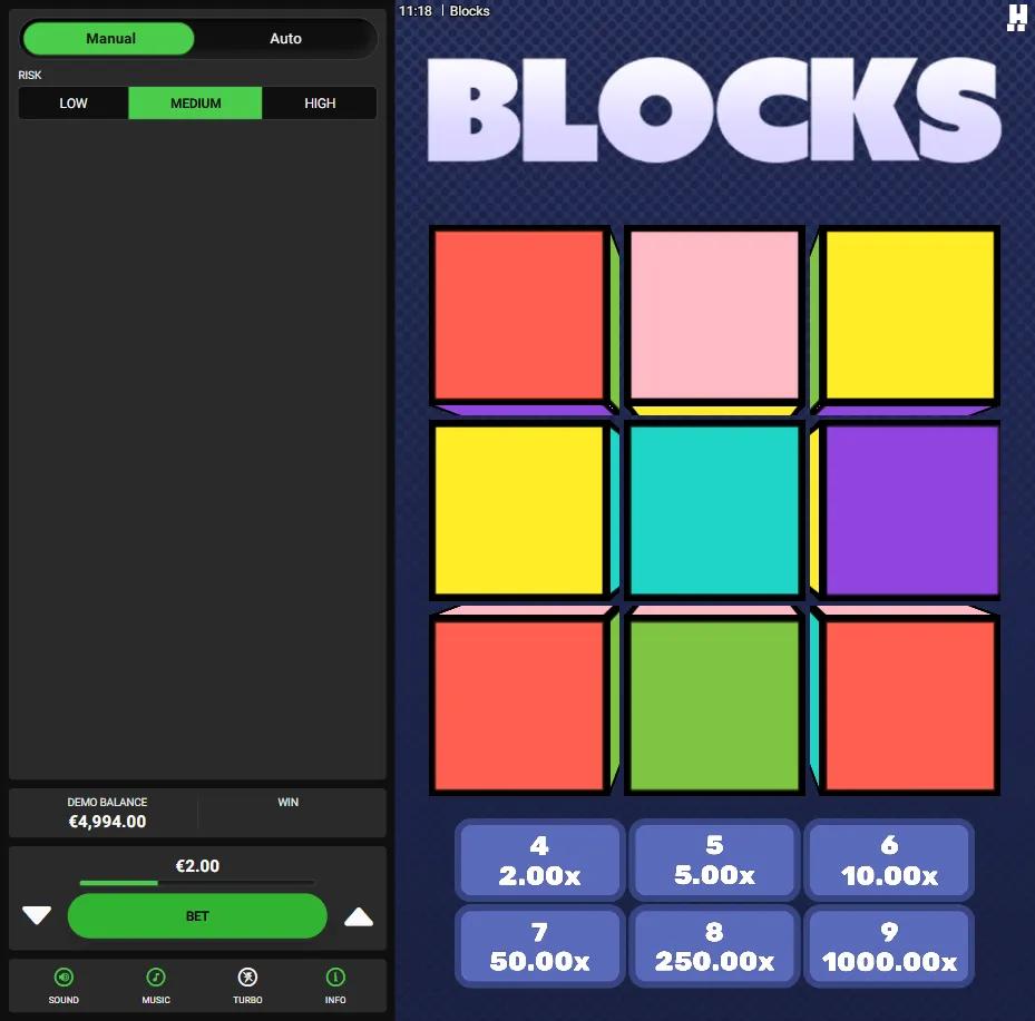 Blocks slot gameplay screenshot
