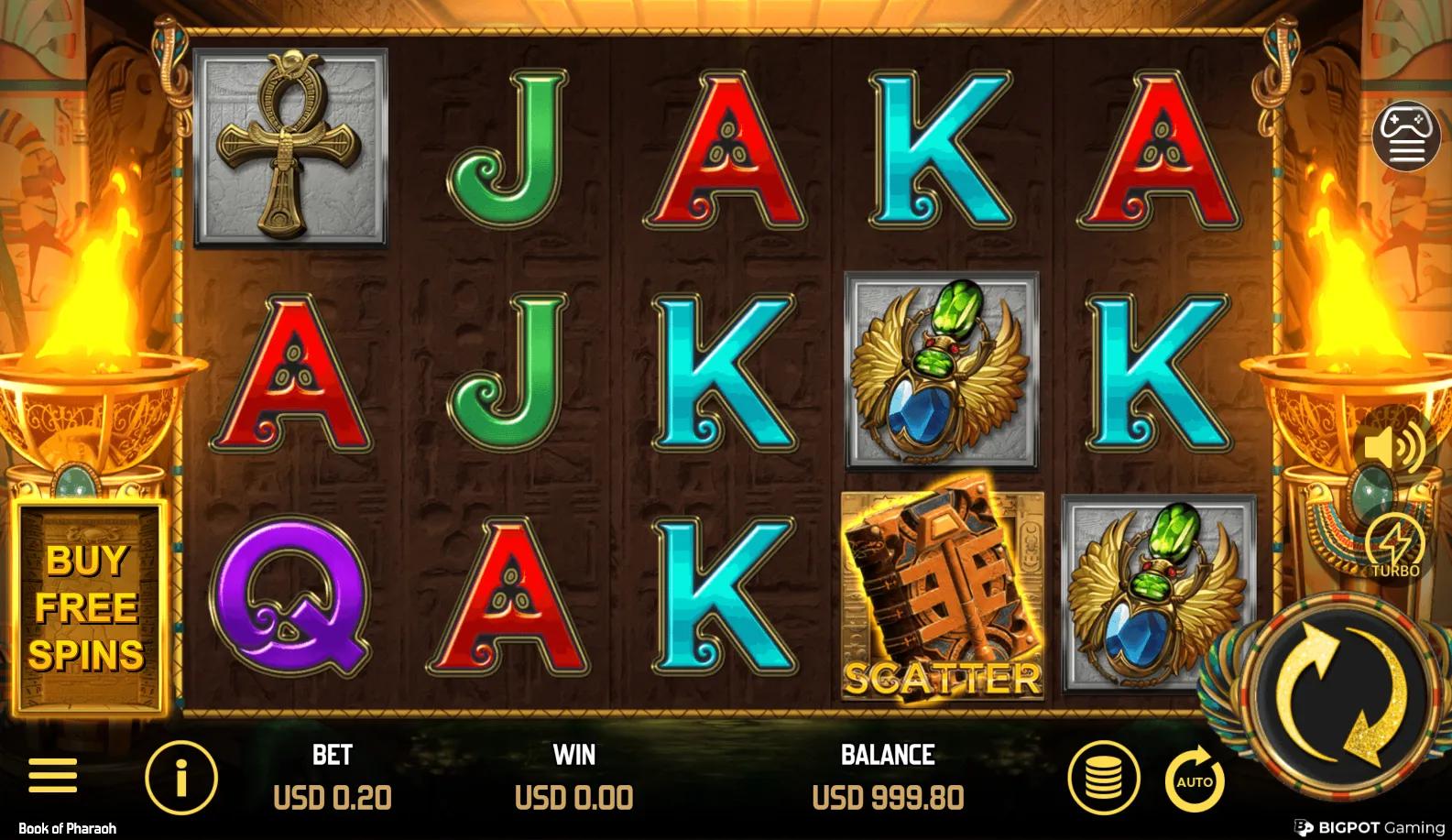 Book of Pharaoh slot gameplay screenshot