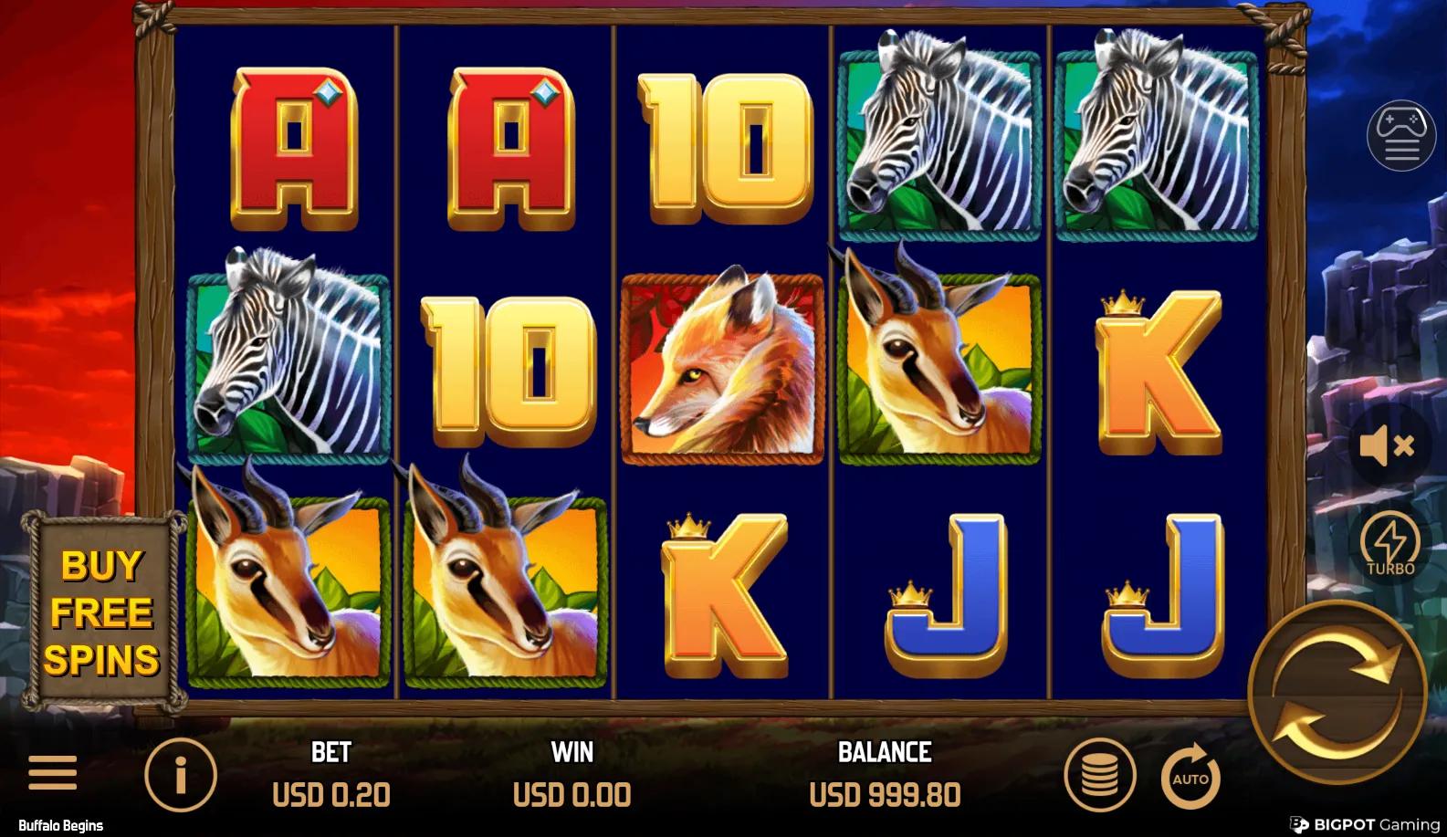 Buffalo Begins slot gameplay screenshot