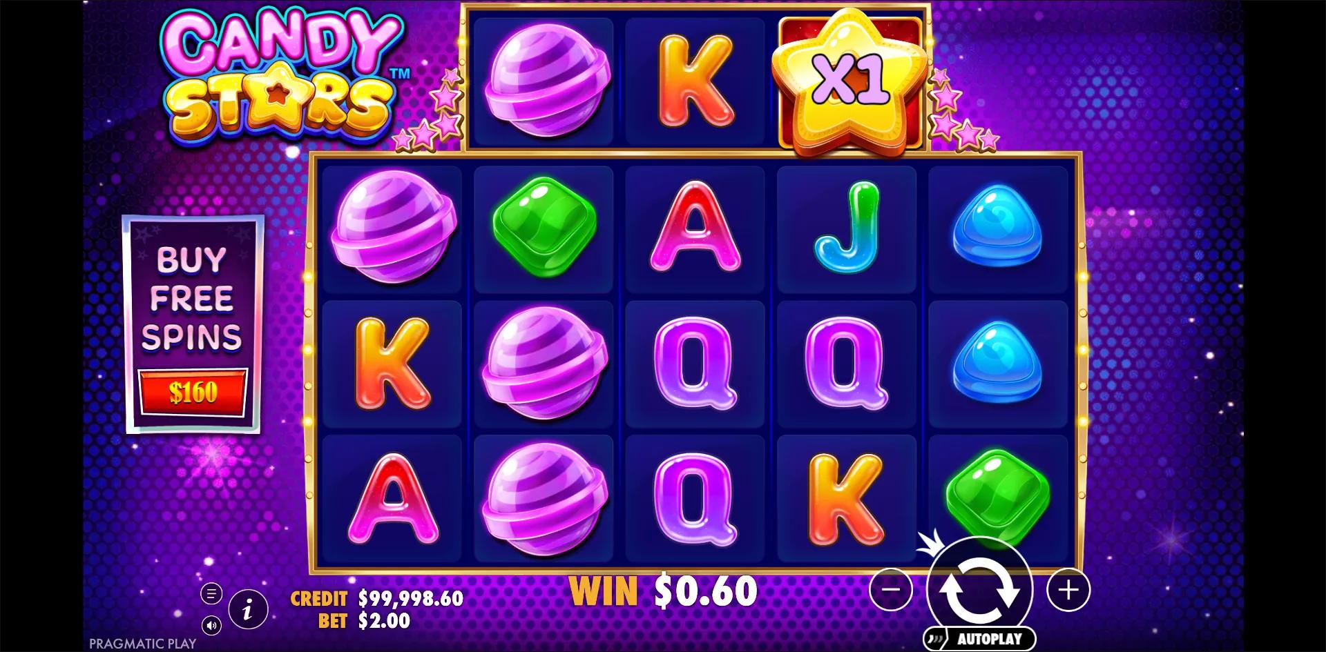 Candy Stars slot gameplay screenshot