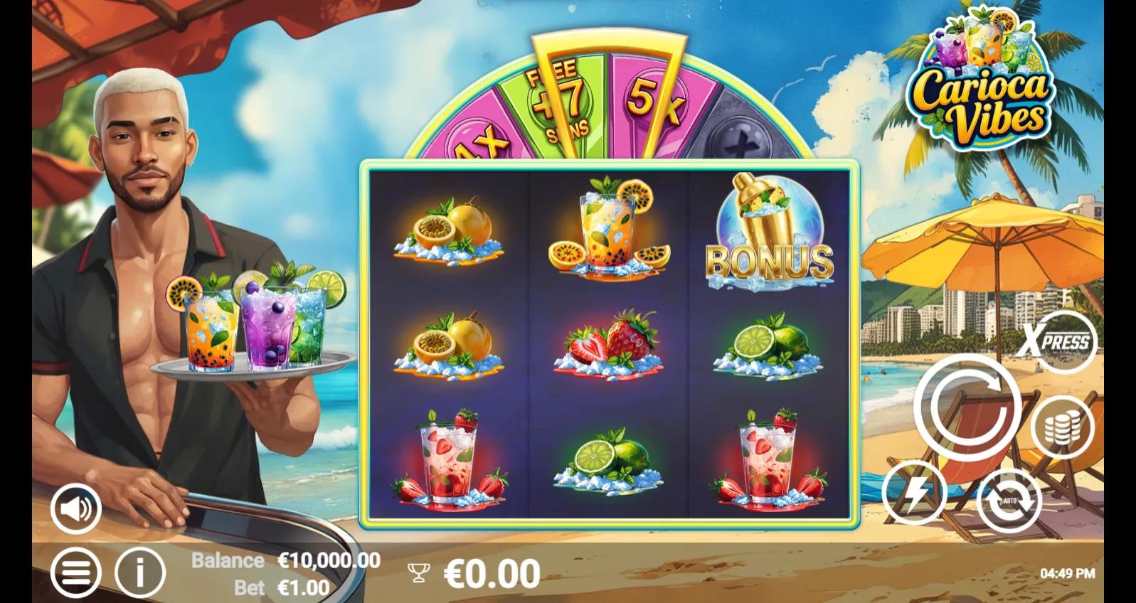 Carioca Vibes reels showing Food symbols and Buy Bonus