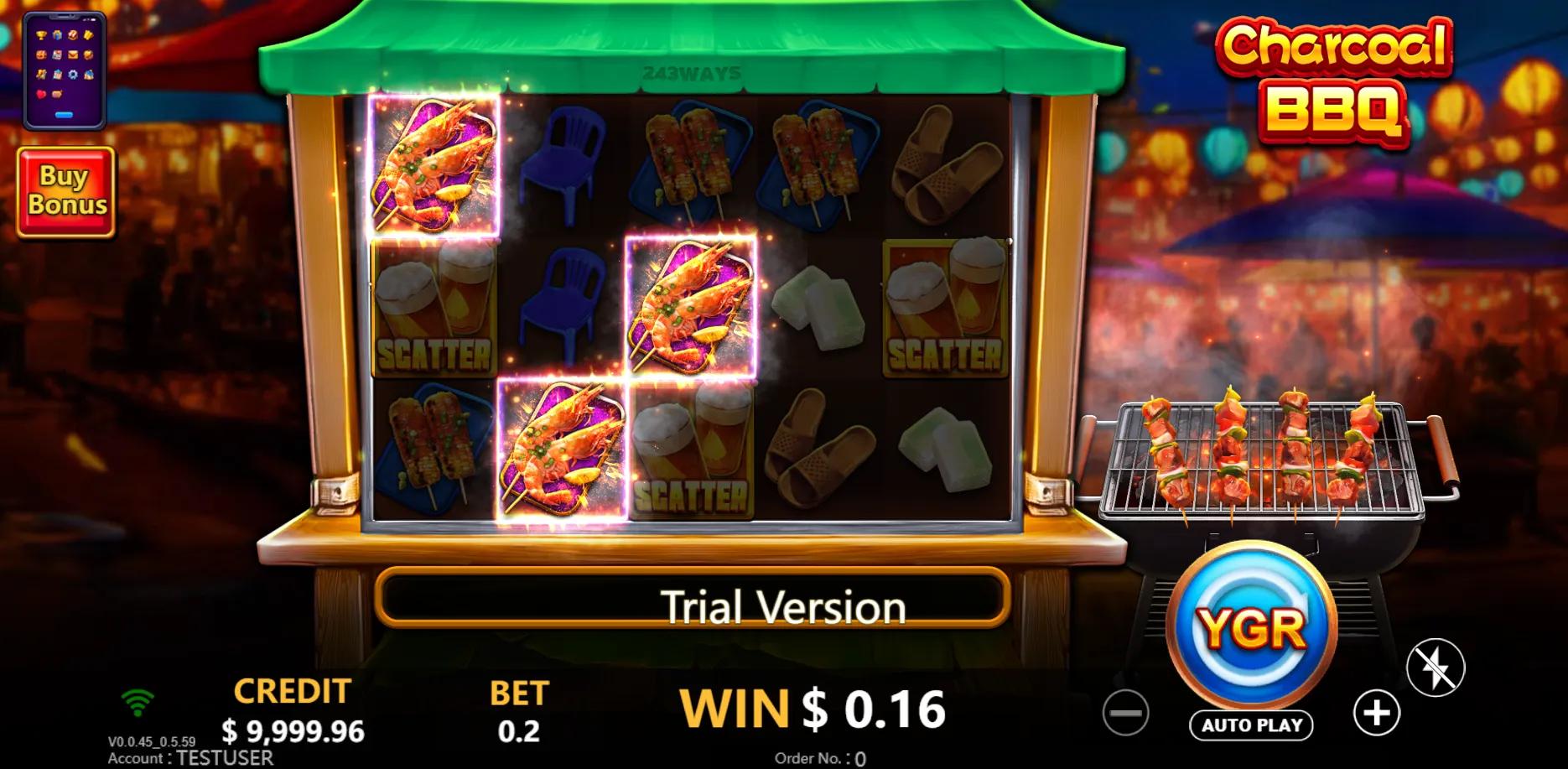 Charcoal BBQ slot gameplay screenshot
