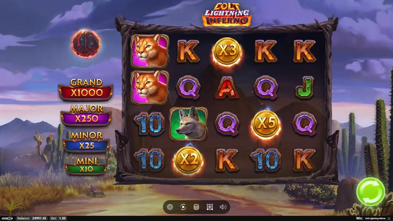 Colt Lightning Inferno by  with Wild on Western-themed reels