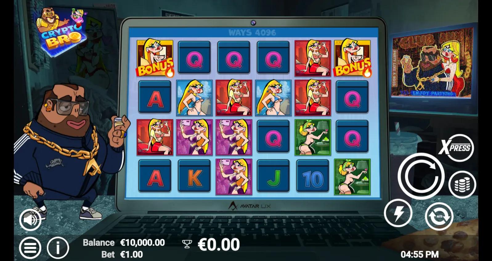 Comedy slot Crypto Bro from AvatarUX during gameplay