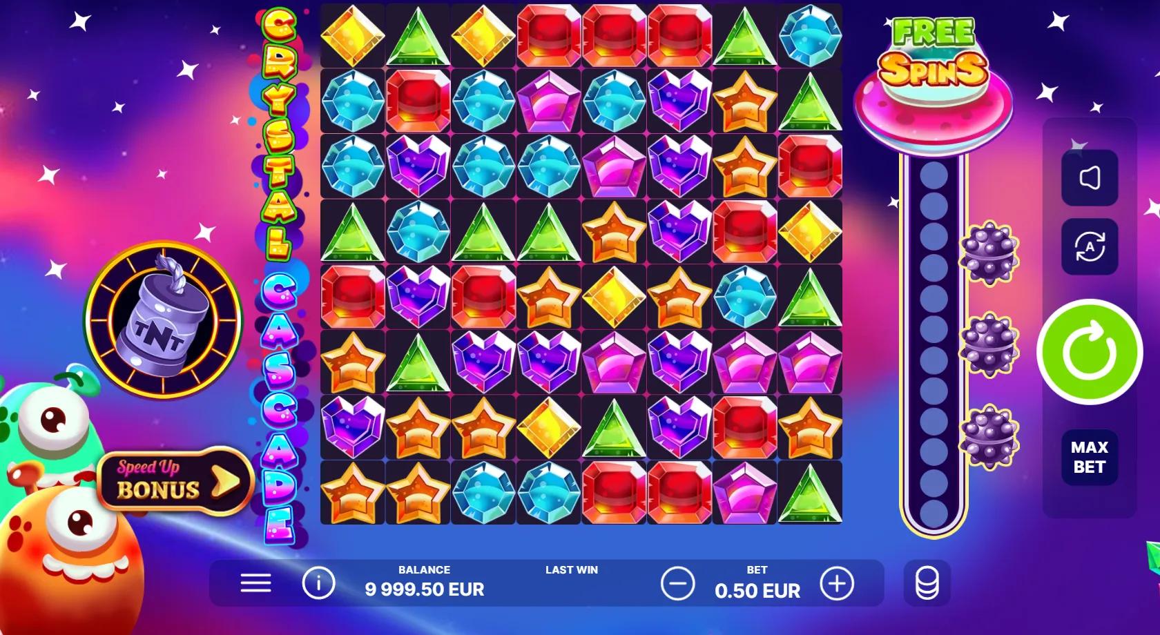 Crystal Cascade slot gameplay screenshot