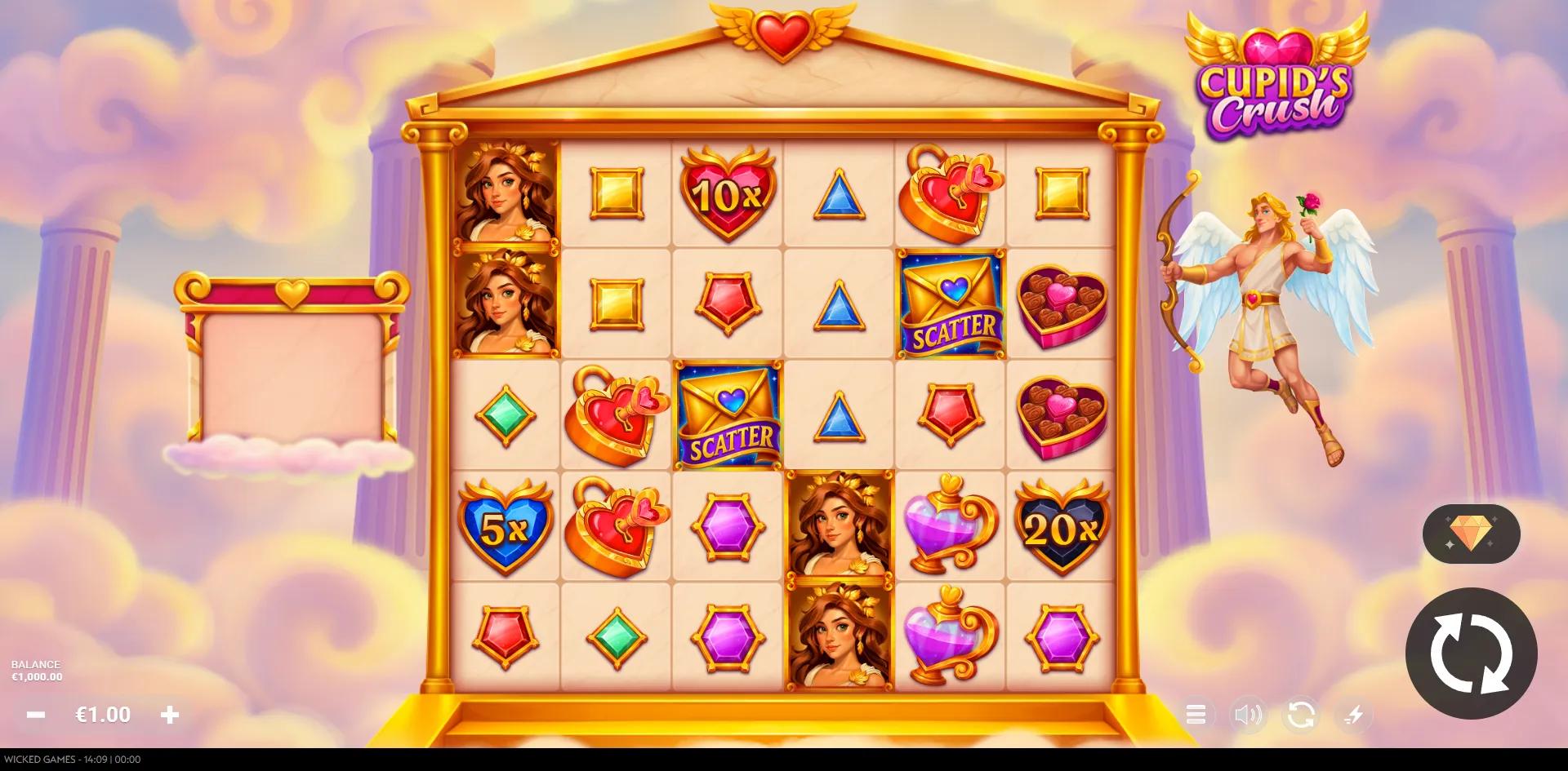 Cupid's Crush slot gameplay screenshot