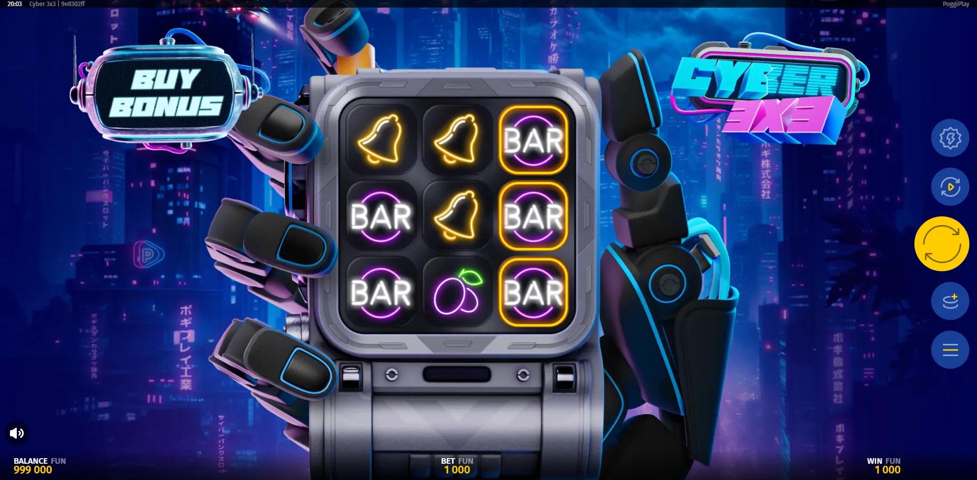 Cyber 3x3 - Free Spins active on 's Cyberpunk slot