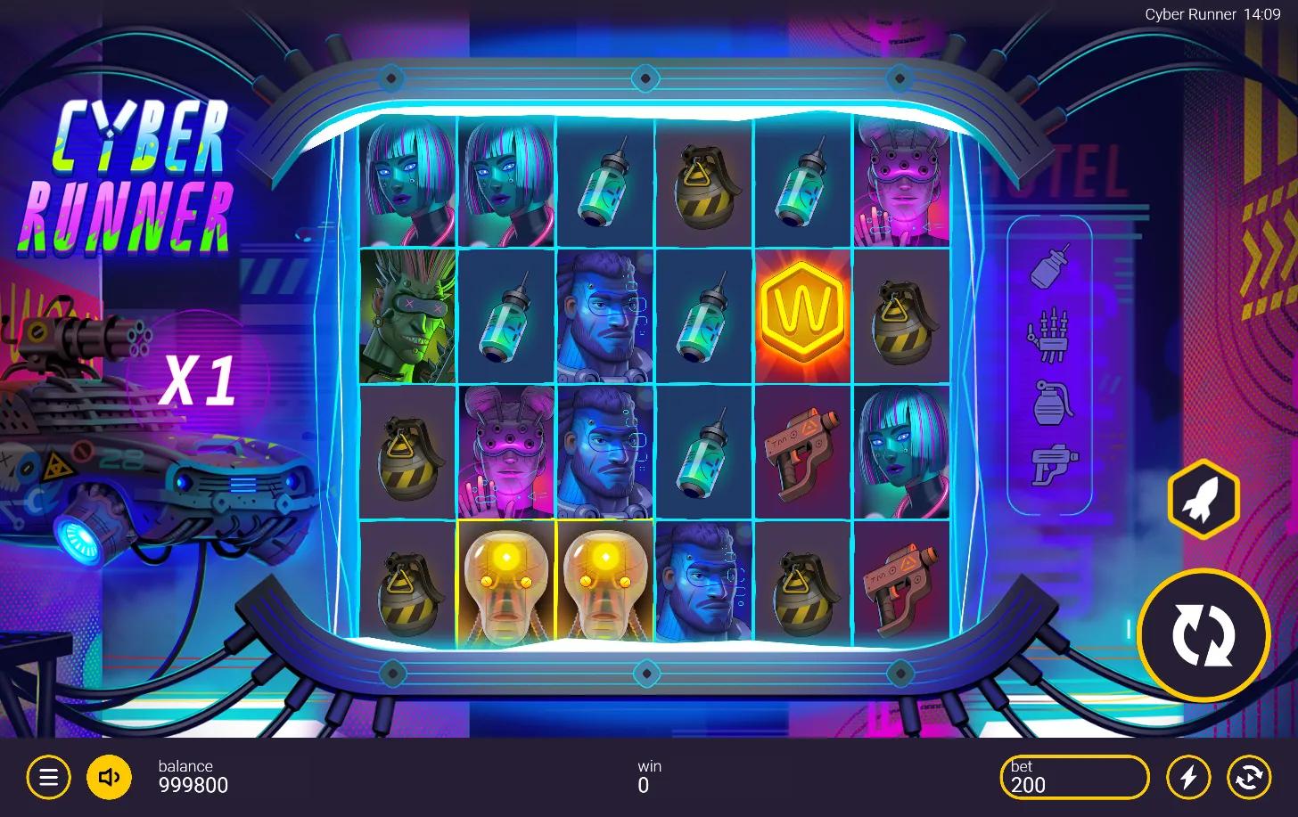 Cyber Runner slot gameplay screenshot