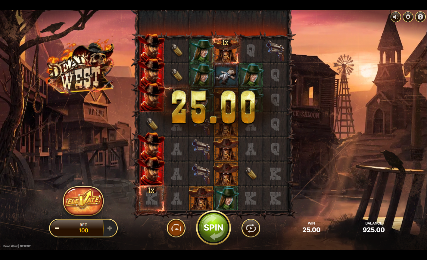 Dead West slot gameplay screenshot