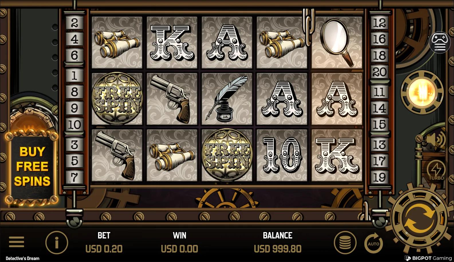 Detective's Dream slot gameplay screenshot