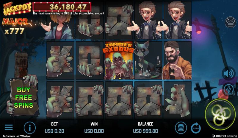 Dr.Franken's Lab 777Jackpot gameplay screenshot