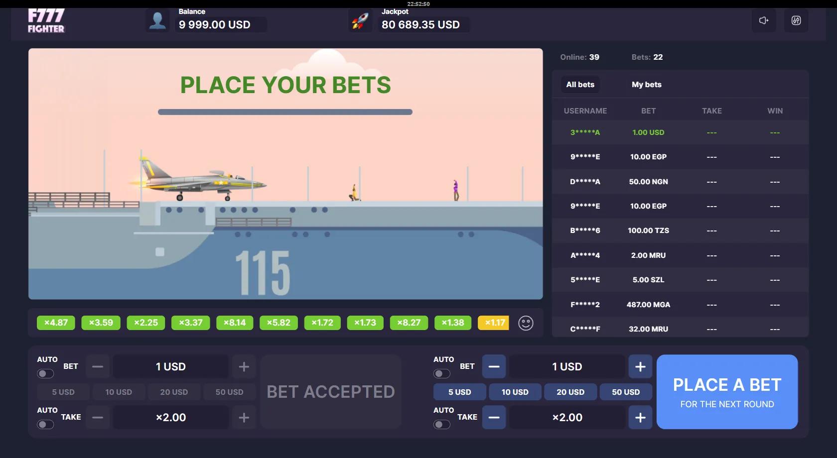 F777 Fighter slot gameplay screenshot