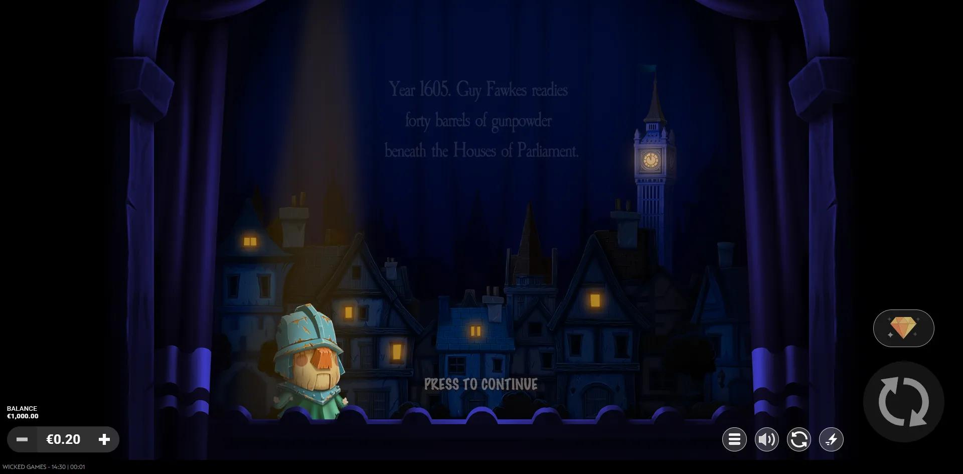 Fawkes by  with Free Spins on Historical-themed reels