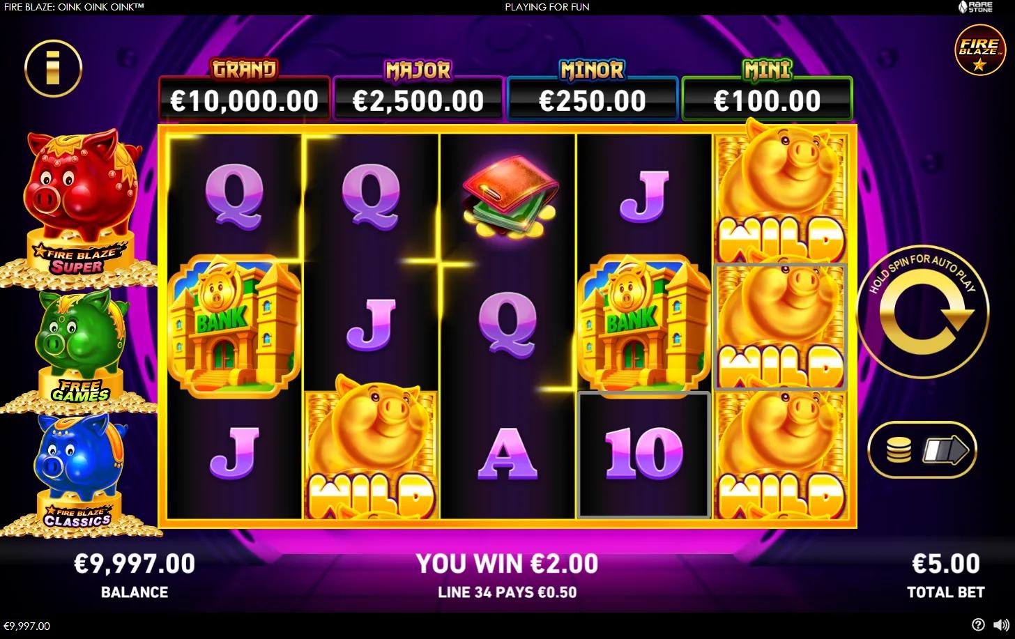 Fire Blaze: Oink Oink Oink slot gameplay screenshot