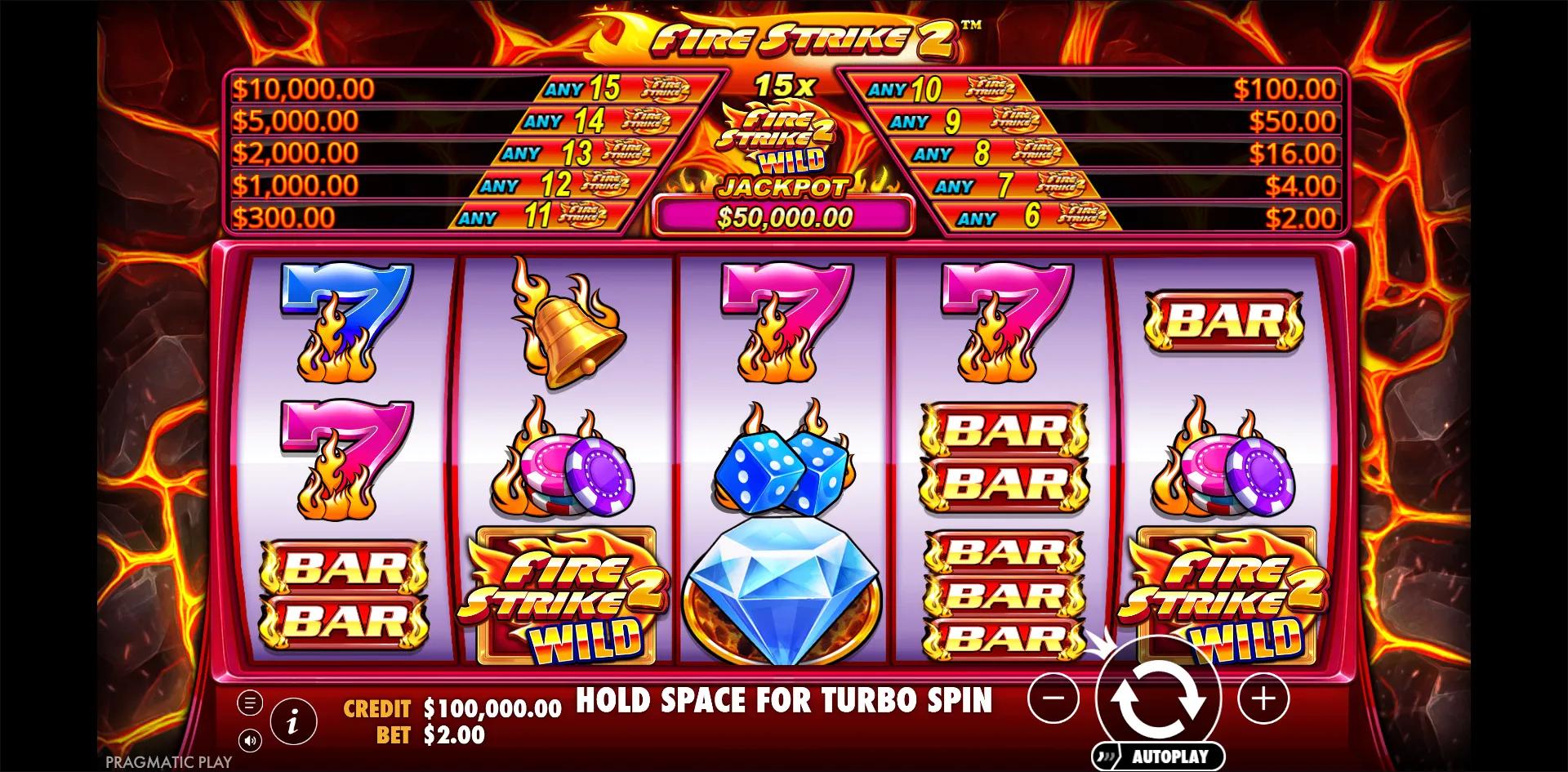 Fire Strike 2 slot gameplay screenshot