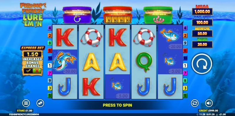 Fishin' Frenzy Lure 'Em In gameplay screenshot