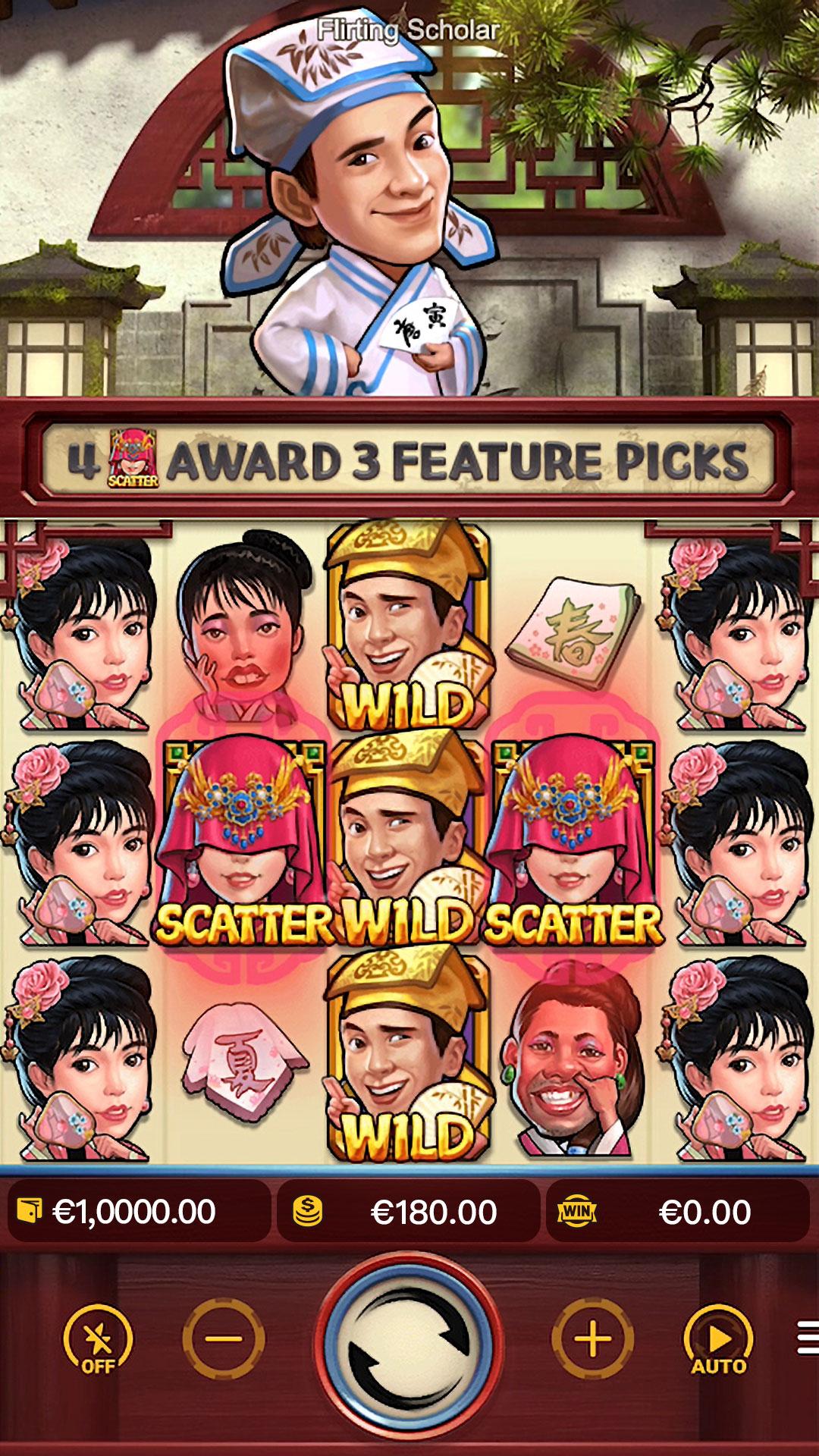 Flirting Scholar slot gameplay screenshot