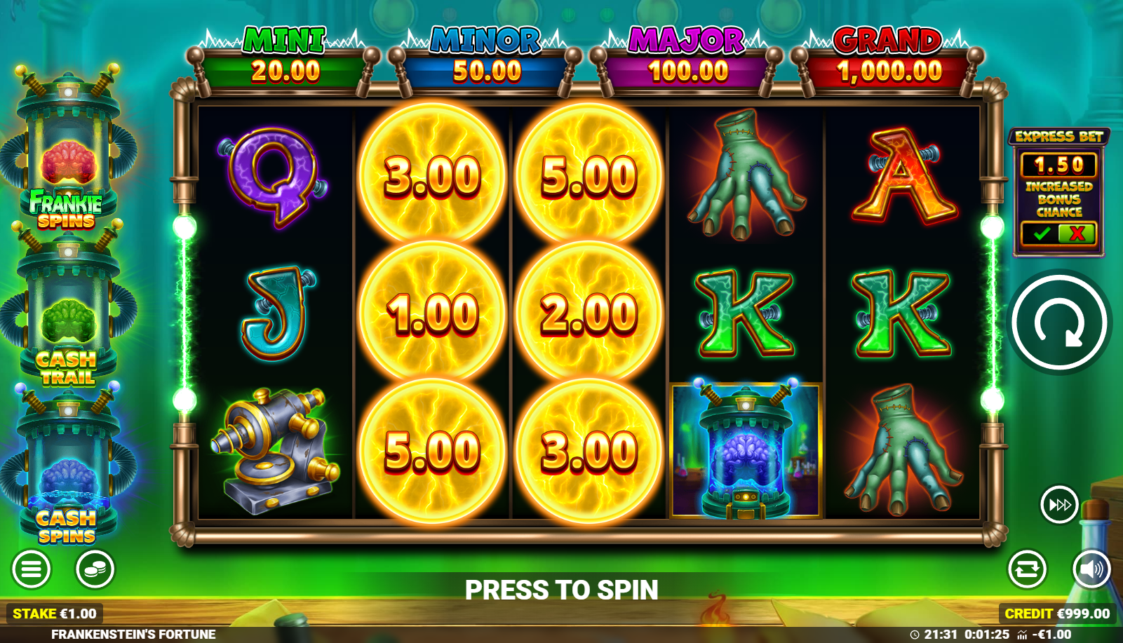 Frankenstein's Fortune gameplay screenshot