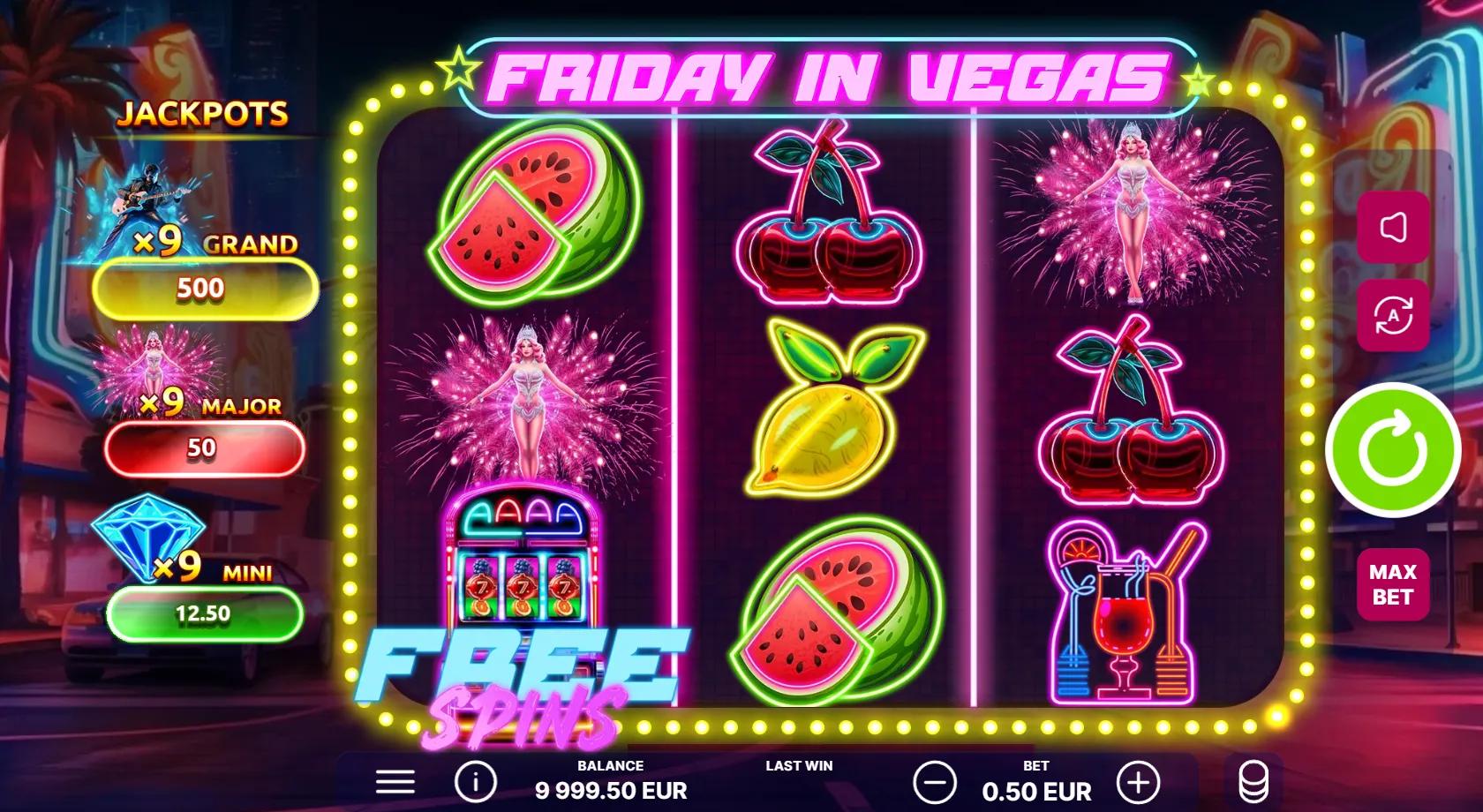 Friday in Vegas slot gameplay screenshot