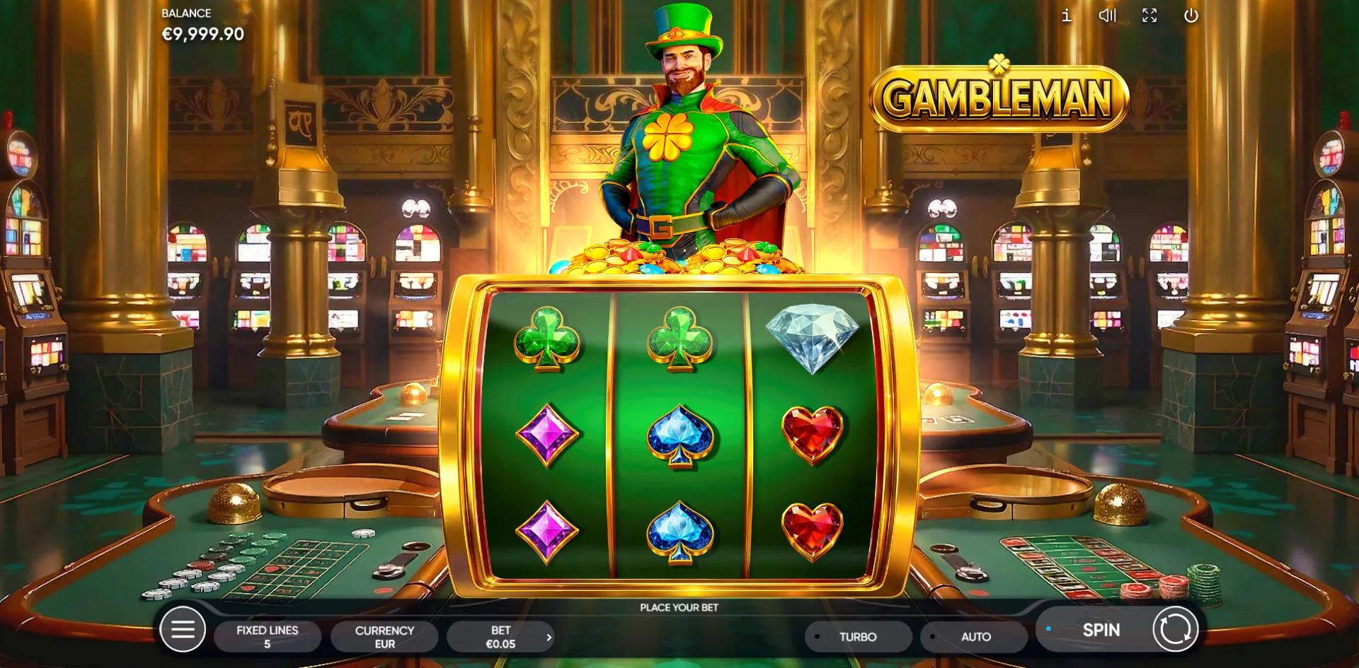 Irish slot Gambleman from Endorphina during gameplay