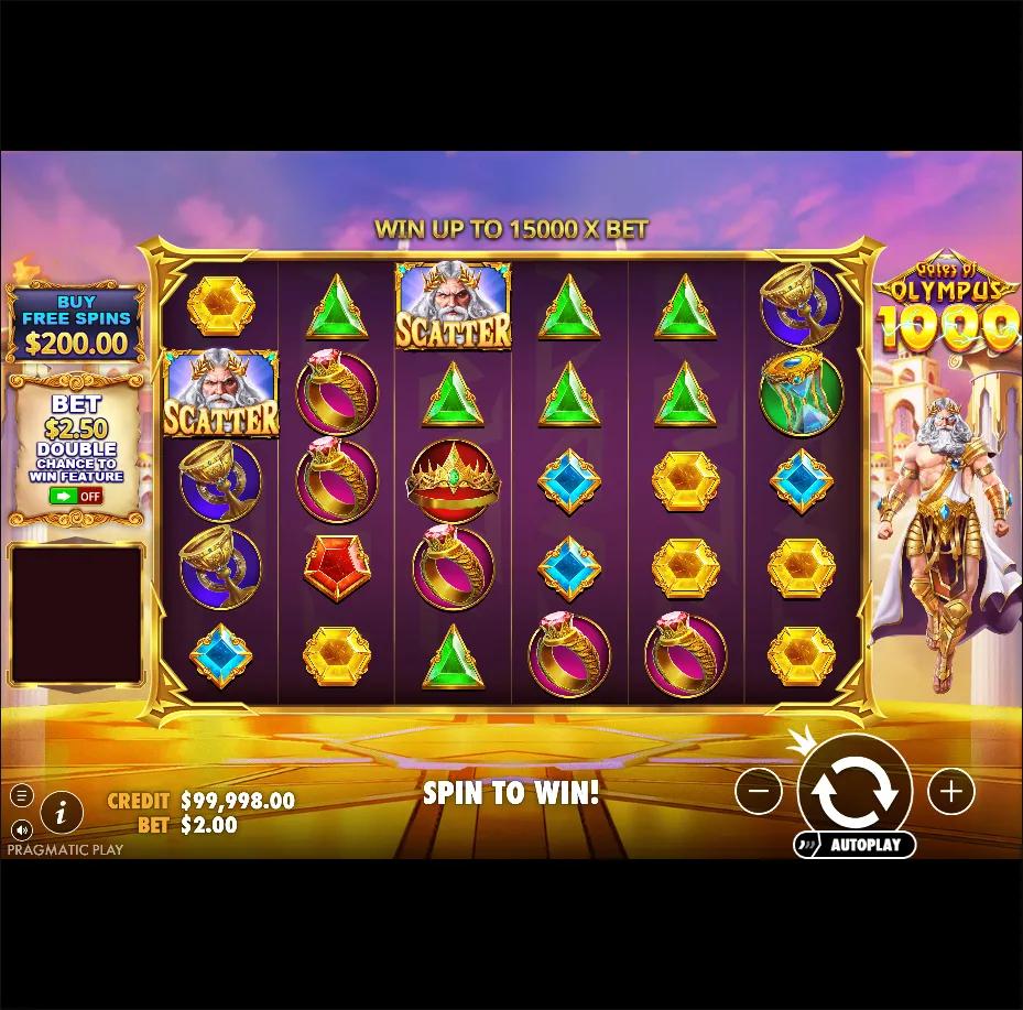 Gates of Olympus 1000 slot gameplay screenshot