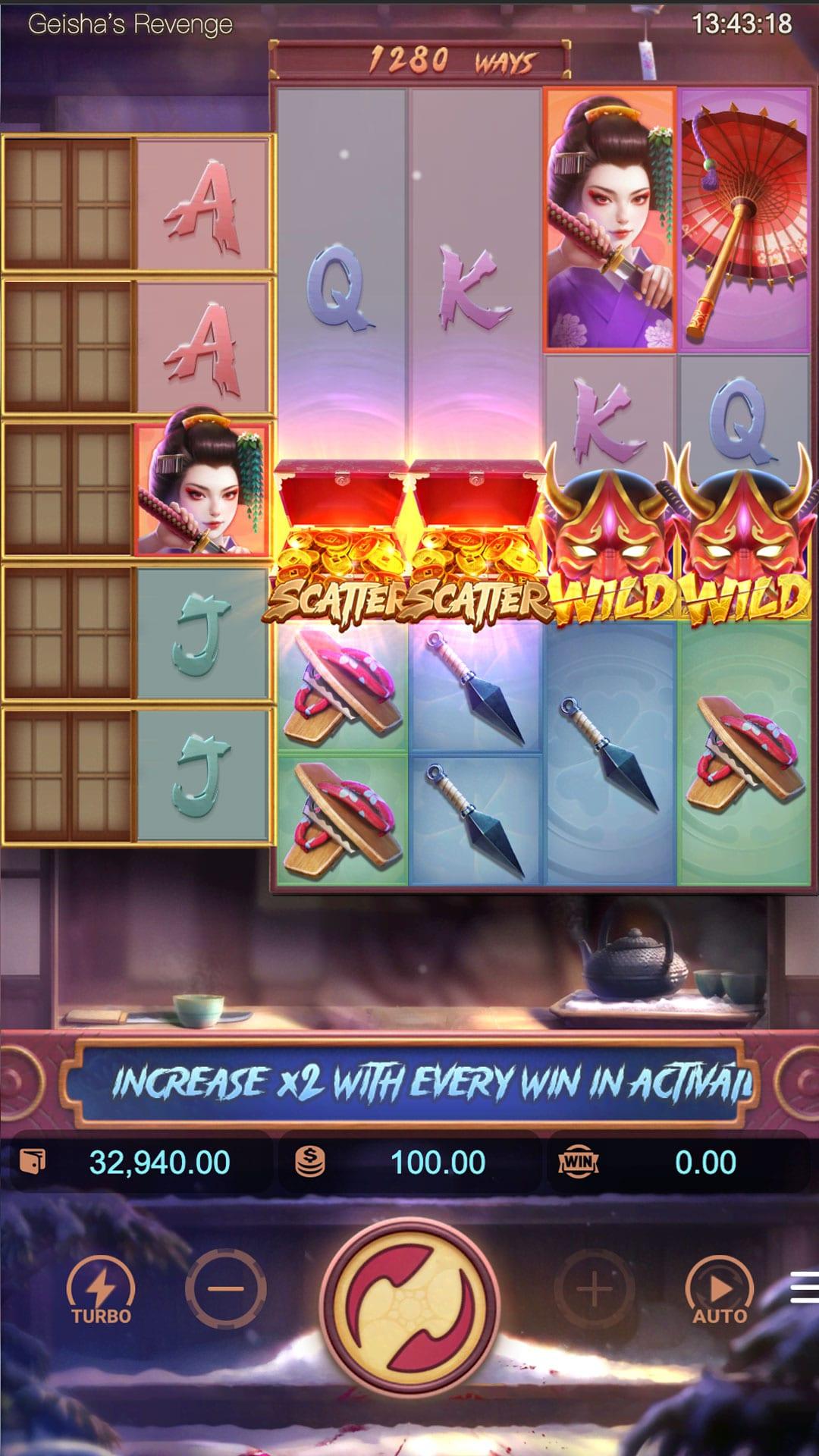 Geisha's Revenge slot gameplay screenshot