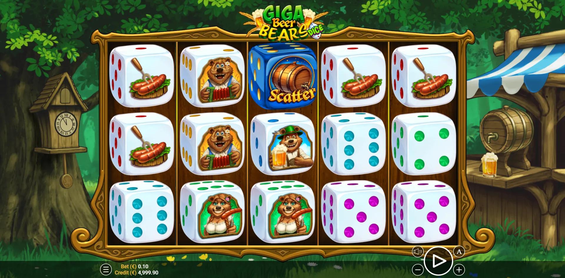 Animals slot Giga Beer Bears Dice from Zeusplay during gameplay