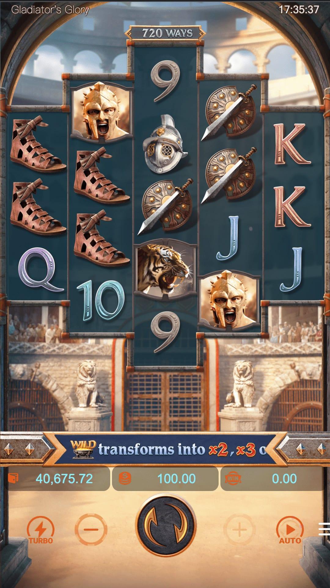 Gladiator's Glory slot gameplay screenshot