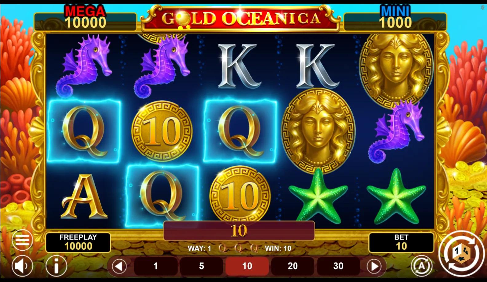 Gold Oceanica Hold & Win slot gameplay screenshot