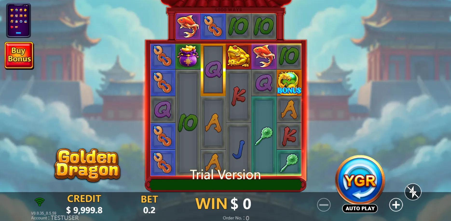 Golden Dragon slot gameplay screenshot